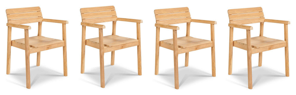 Modurn 5-Piece Rectangular Teak Outdoor Dining Set with Stacking Armchairs