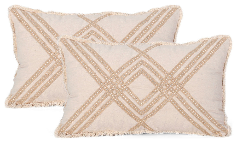 Gaston Boho Handcrafted Fabric Pillow Cover, Set of 2