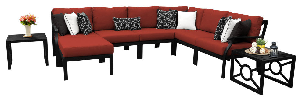 kathy ireland Madison Ave. 9 Piece Aluminum Patio Furniture Set 09b, Cinnamon
