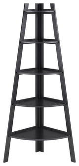 5 Tier Corner Ladder Display Bookshelf, Black