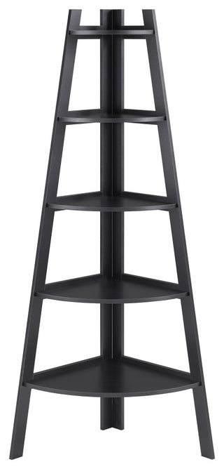 5 Tier Corner Ladder Display Bookshelf, Black