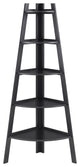 5 Tier Corner Ladder Display Bookshelf, Black