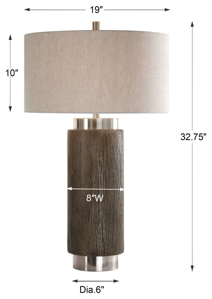 Uttermost 27721 Cheraw Wood Cylinder Lamp