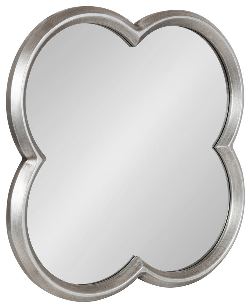 Krisi Scalloped Framed Wall Mirror, Silver, 28x28