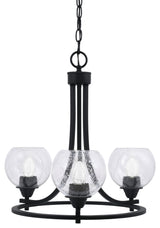 Paramount 3-Light Chandelier, Matte Black, 5.75" Clear Bubble Glass