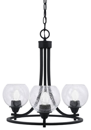 Paramount 3-Light Chandelier, Matte Black, 5.75" Clear Bubble Glass
