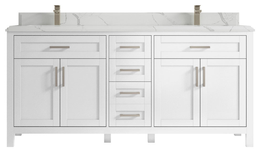 Cambridge 72 Double Sink Bath Vanity in White 1.5" Calacatta Laza