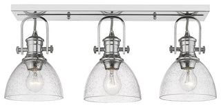 Hines 3-Light Semi-Flush, Rubbed Bronze With Opal Glass, Chrome With Seeded Glas