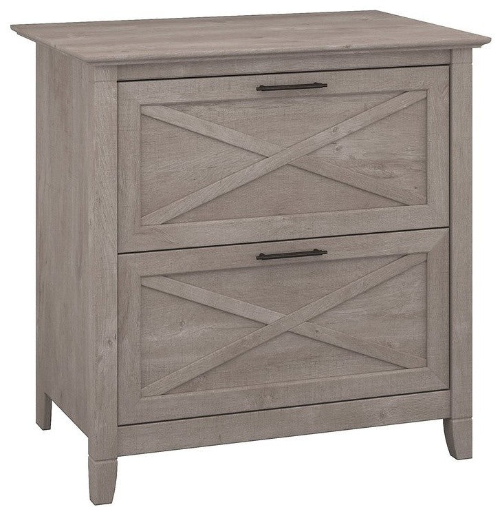 Wooden Filing Cabinet With 2 Drawer, Washed Gray