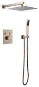 Luxury Wall Mounted Thermostatic Shower System With Rough-In Valve, Brushed Gold