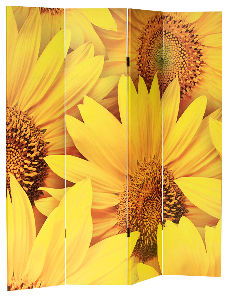 6' Tall Double Sided Sunflowers Canvas Room Divider