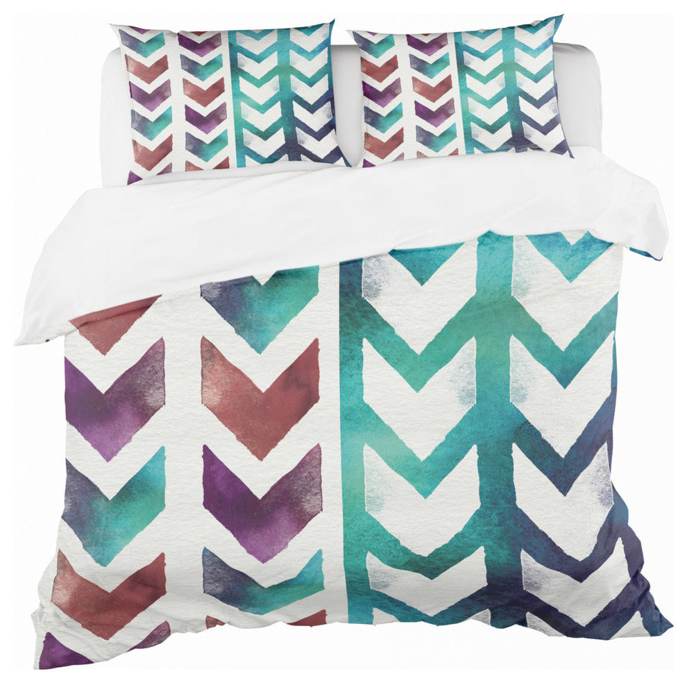 Pattern of Red and Blue Arrows Duvet Cover Set, Twin