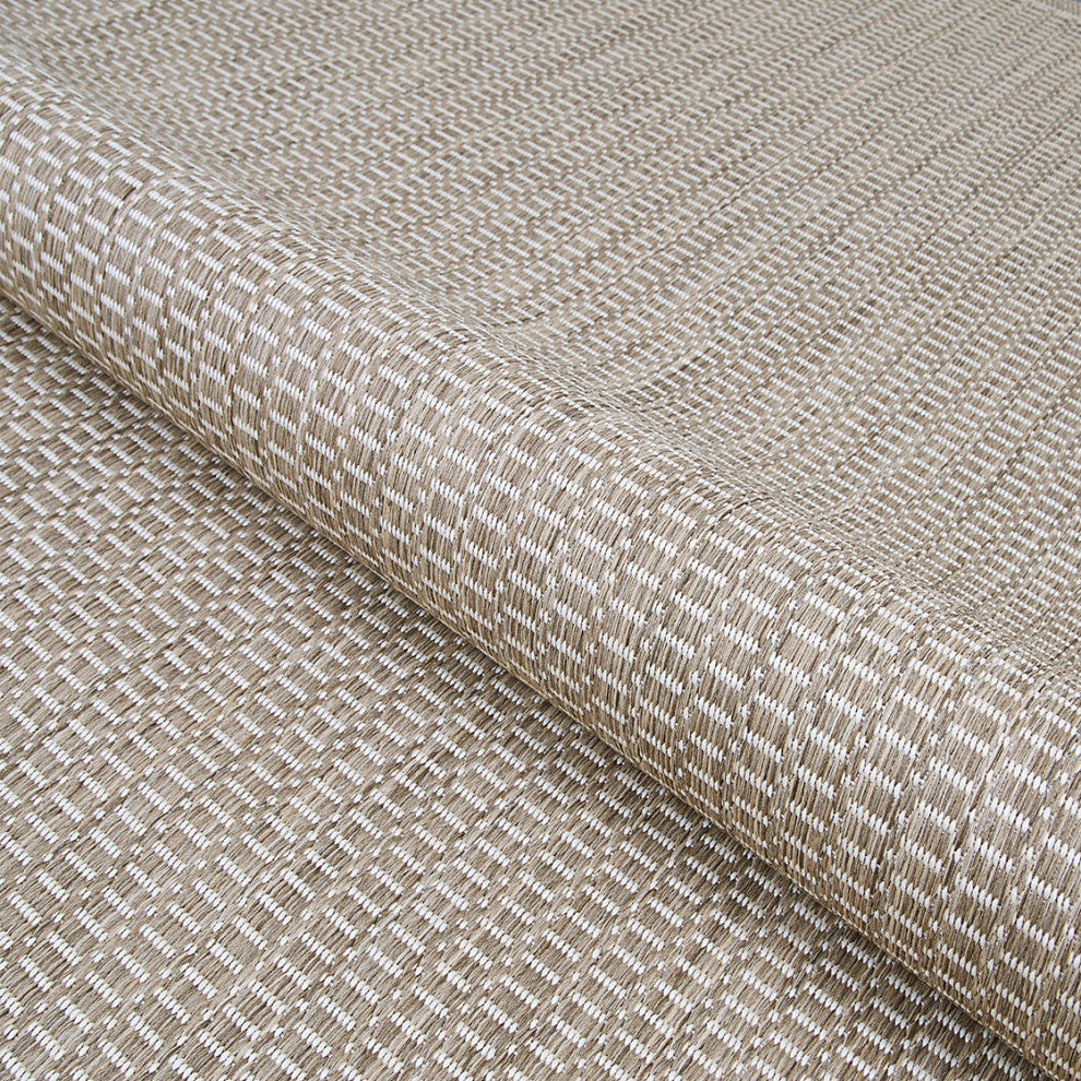 Couristan Recife Saddlestitch 1001/2312 Outdoor Rug, Champagne/Taupe, 7'6"x7'6" Round