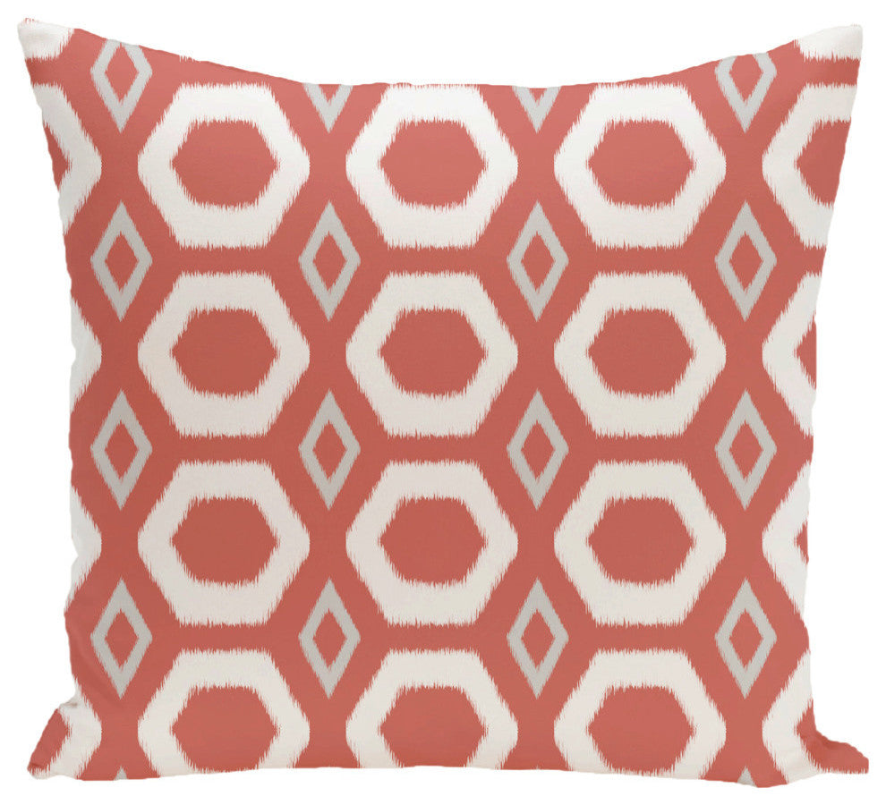 More Hugs And Kisses Geometric Print Outdoor Pillow, Seed, 18"x18"