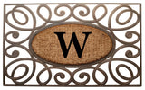 A1HC Rubber & Coir Elegant Circles Princess Doormat, Monogrammed, W