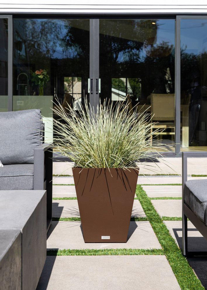 Nobleton Square Planter, Espresso, 18 Inch, 2 Pack
