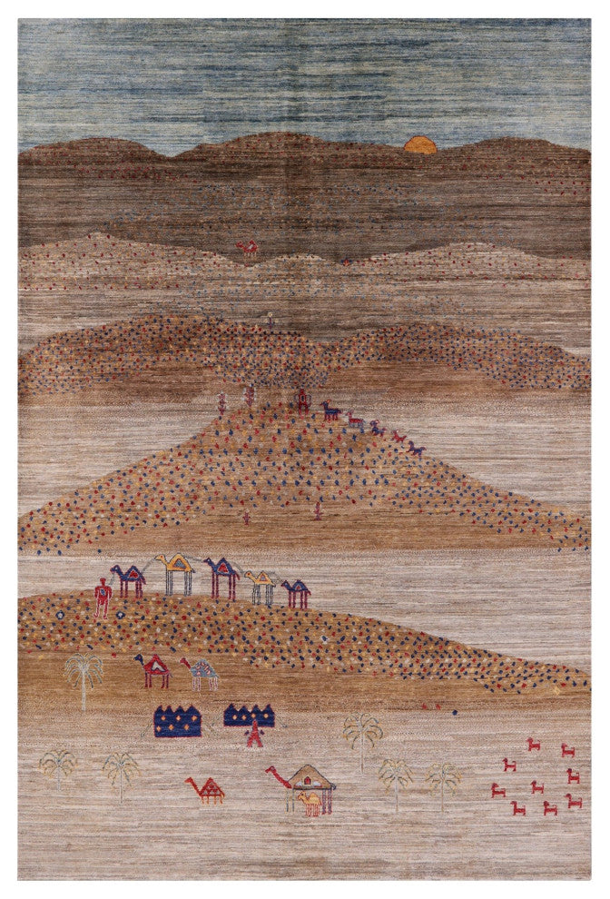 6' 5" X 9' 8" Persian Gabbeh Tribal Handmade Rug Q7933