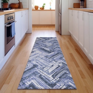 Premium Machine Washable Mayfield AMF630 Blue 2'3" x 7'6" Runner Rug