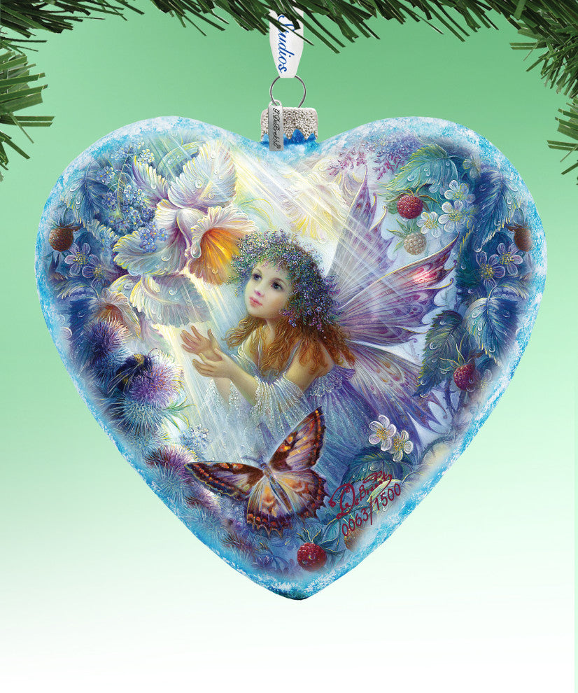 Hand Painted Scenic Glass Ornament Limited Edition Flower Fairy