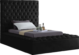 Bliss Velvet Upholstered  Bed, Black, Twin