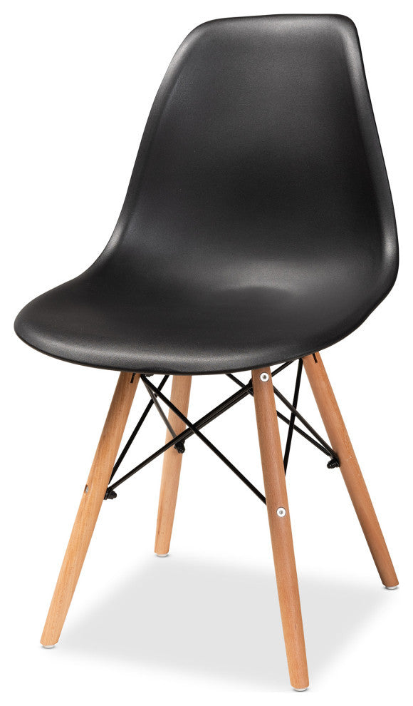 Russell Midcentury Modern 4-Piece Shell Side Chair Set Black