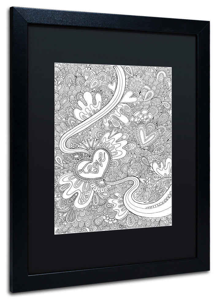 Hello Angel 'Love to Doodle Outlines' Art, Black Frame, Black Mat, 20x16