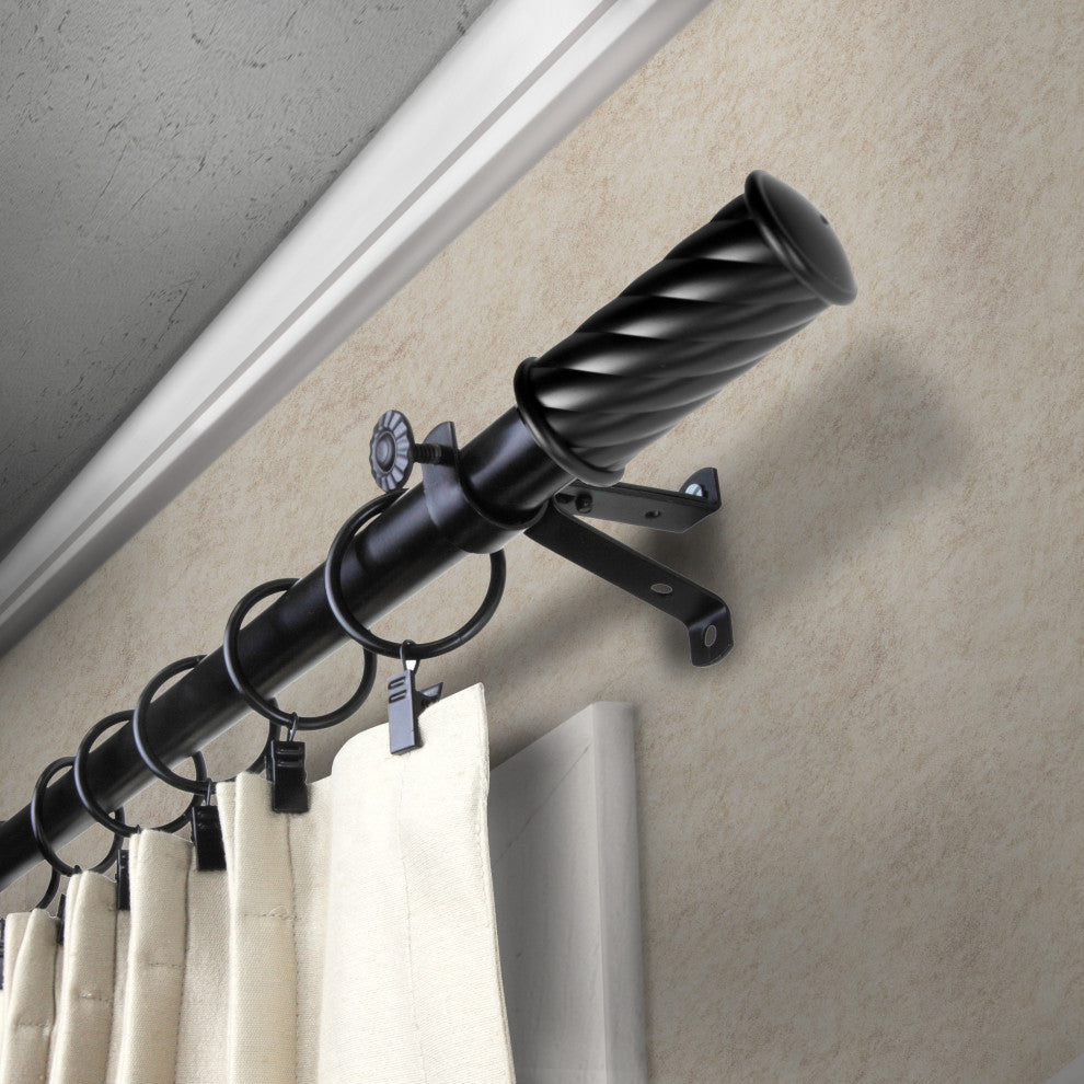 Grip Curtain Rod, Black, 18-28"