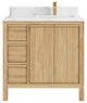 Elizabeth 36 Right Offset Bath Vanity in Light Natural Teak 1.5" Empira Quartz