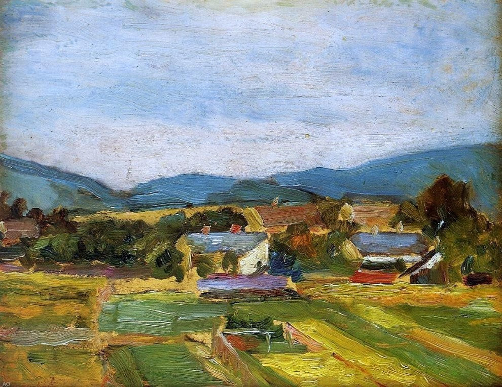 Egon Schiele Landscape in Lower Austria, Gallery Wrapped Canvas Print, 21"x28"