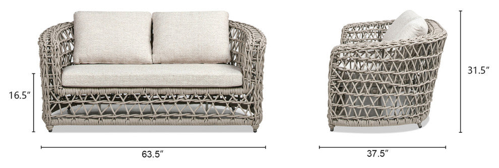 Everly 3-Piece Olefin Rope Woven Barrel Deep Seating Patio Conversation Set, Oat Beige Axroma Olefin
