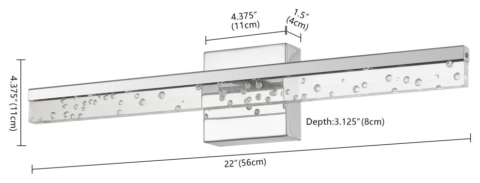 Mario 22" 1-Light 360-Degree Rotatable Integrated LED, Chrome/Clear, Width: 22"