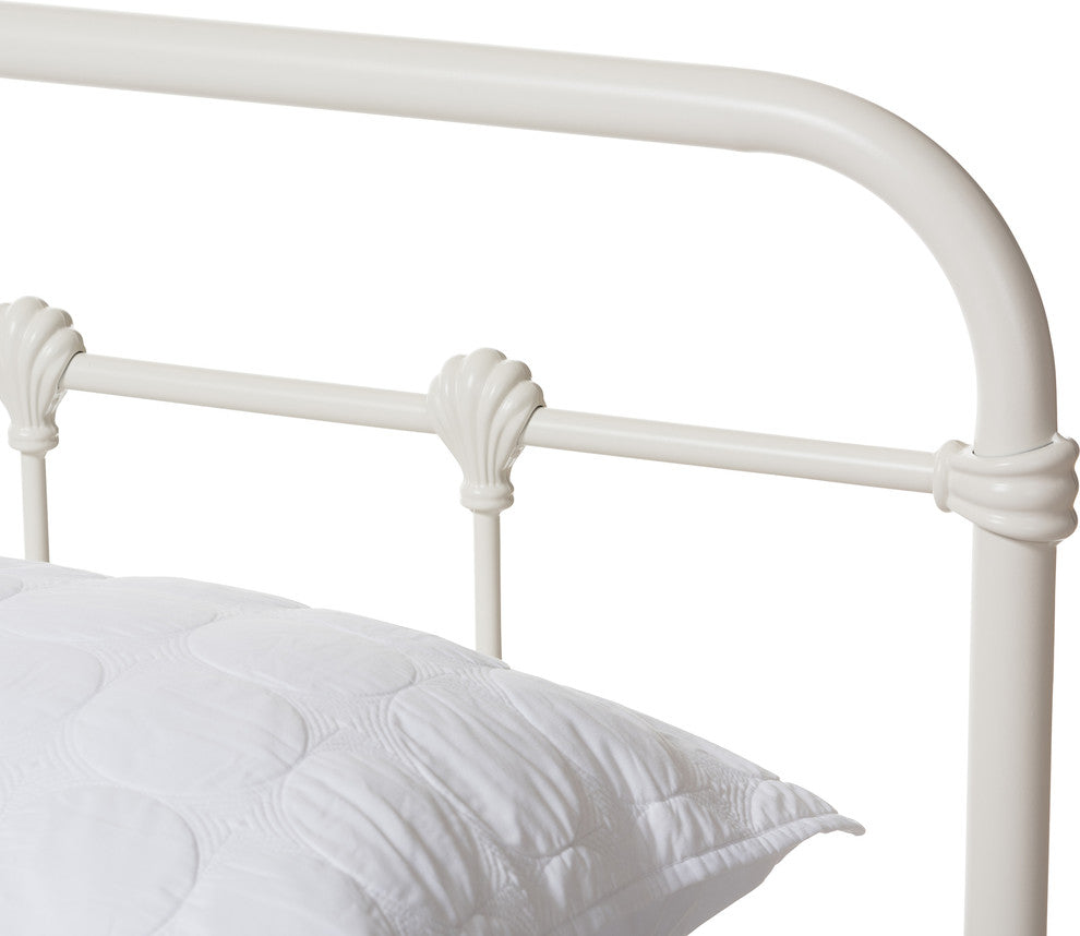 Mandy White Finished Metal Queen Size Platform Bed