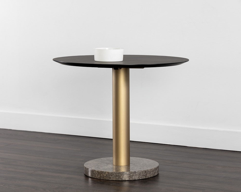 Monaco Bistro Table, Gold, Gray Marble/Charcoal Gray, 35.5"