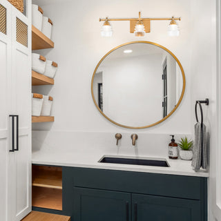 Rondelle LED Bathroom Vanity/Wall Light 3000K, Aged Brass, 3-Light, 24"