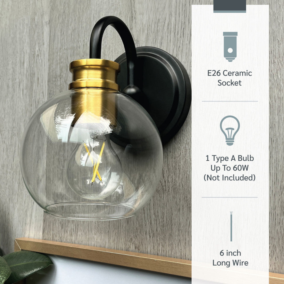 1-Light Vanity Sconce Lighting for On the Wall and Over the Mirror