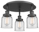 Bell-3 Light 17" Flush Mount-Matte Black, Clear Glass Shade