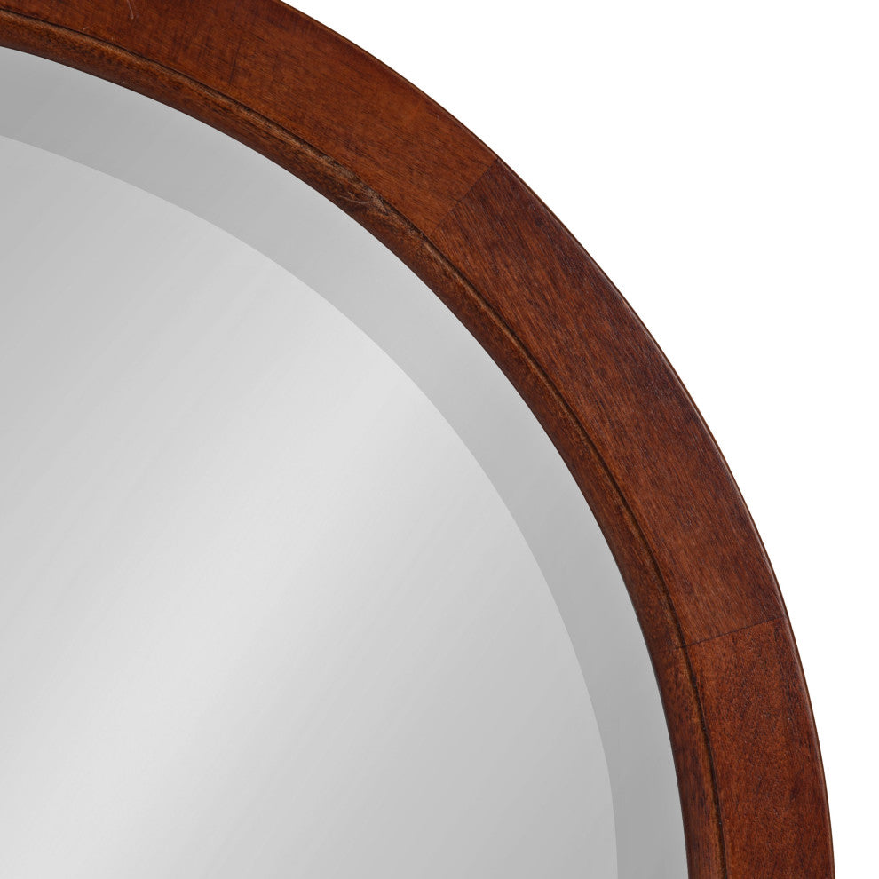 Hogan Round Framed Wall Mirror, Walnut Brown 18 Diameter