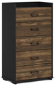 Organization and Storage Handle Bedroom 5-Drawer Chest Dresser Walnut/Black