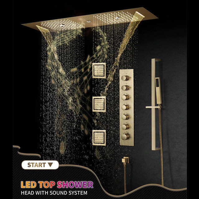 Led Column Mist Shower System, Hand Shower, Style A, Touch Panel Light