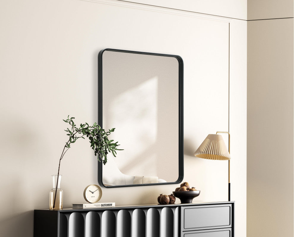 Home Living Contour Metal Rectangle Mirror 30x40, Black