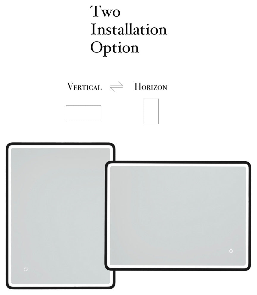 Rectangular Framed Wall-Mount Anti-Fog LED Light Bathroom Vanity Mirror