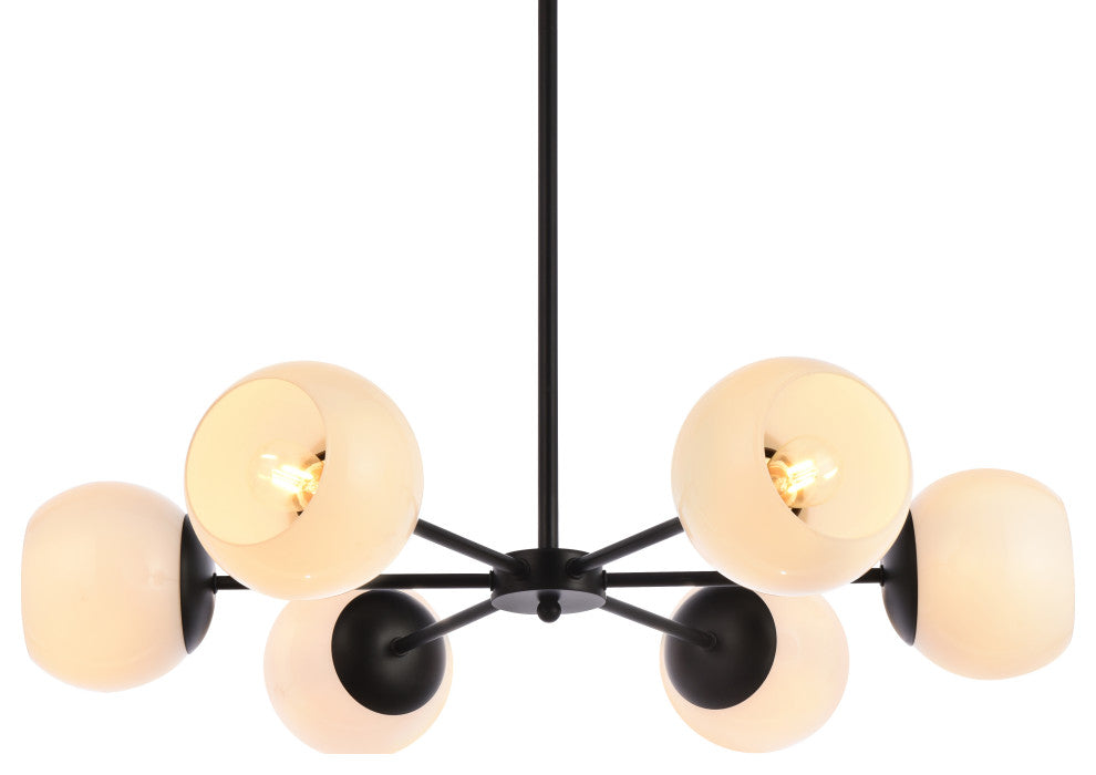 Brooke 30" Pendant, Black With White Shade