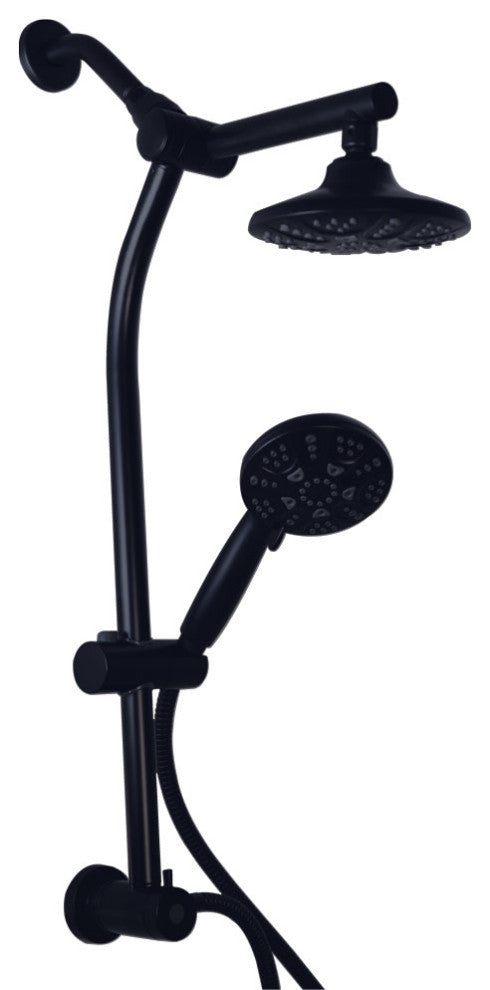 No-Drill Conversion Slide Bar Shower Head With Diverter, Matte Black
