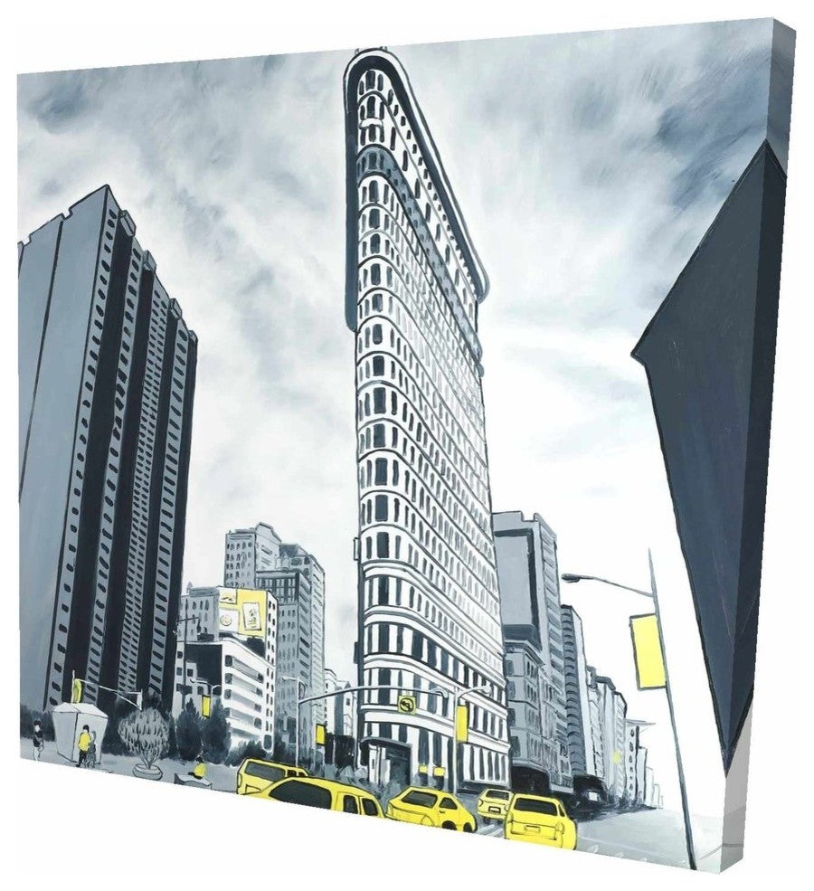 Flatiron Building To New-York, Fine Art Gallery Wrapped Canvas, 24"x24"