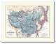 China, Japan, Korea Vintage Old Map Print On Canvas With Picture Frame 28" X 37"