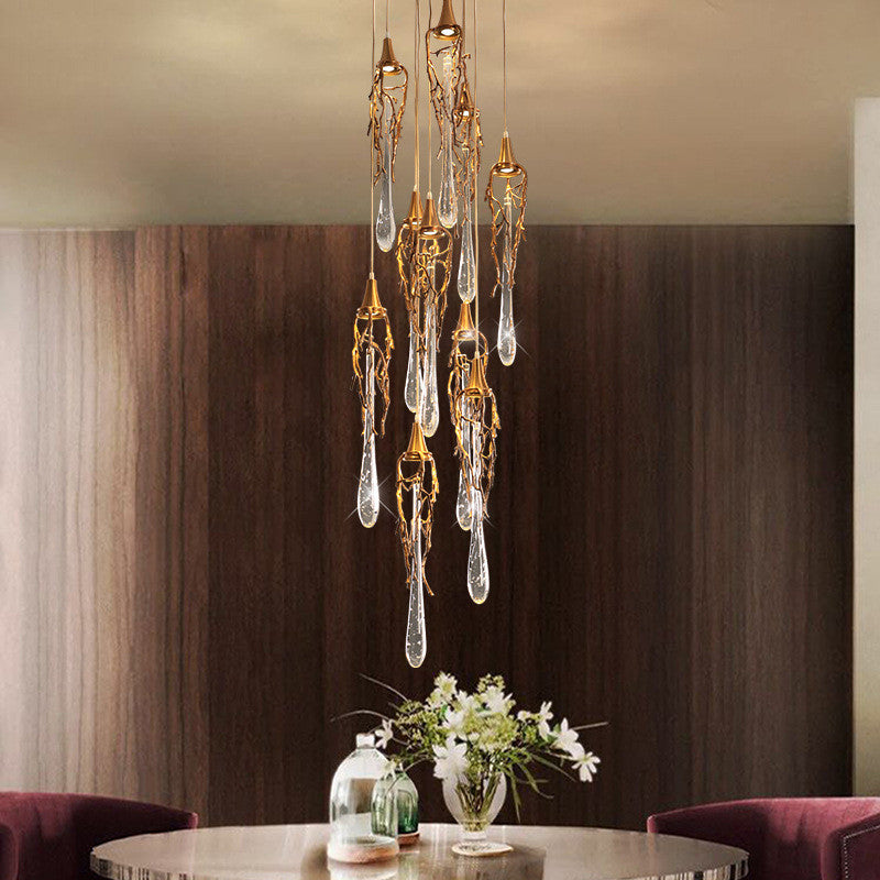 MIRODEMIÂ® Andora | Creative Crystal Chandelier with Clear Glass Drops, 9 Lights, Cool Light