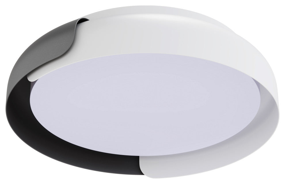 Modern Color Splicing LED Flush Mount Light With Acrylic Shade, Black
