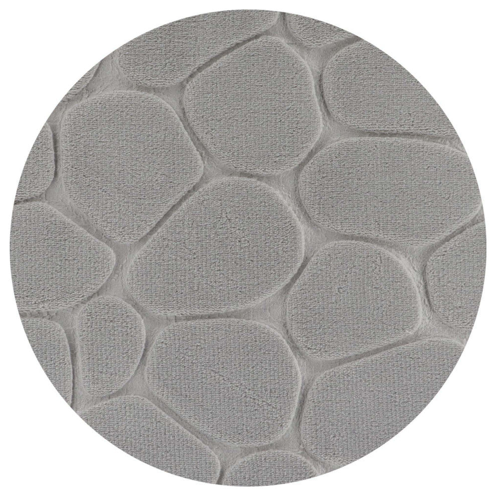 Bath Rug Memory Foam Mat 3D Pebble, Light Gray, Runner Mat 48"