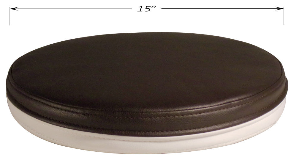 Round Leather Seat Cushion for Stool, Black/White