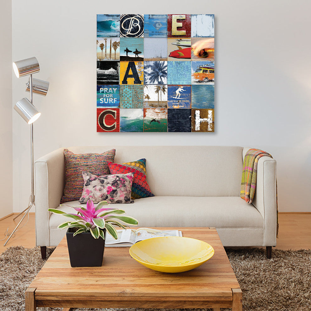 "Beach Town" by Charlie Carter, Canvas Print, 26"x26"